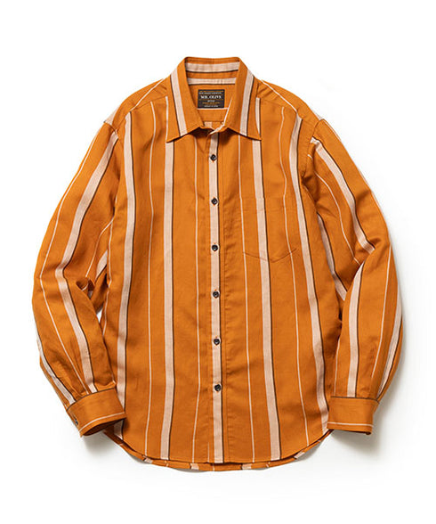 MR.OLIVE/LYOCELL LINEN BREND MULTI STRIPE / REGULAR COLLAR SHIRT ミスターオリーブ/リヨセルストライプ / レギュラーカラーシャツ